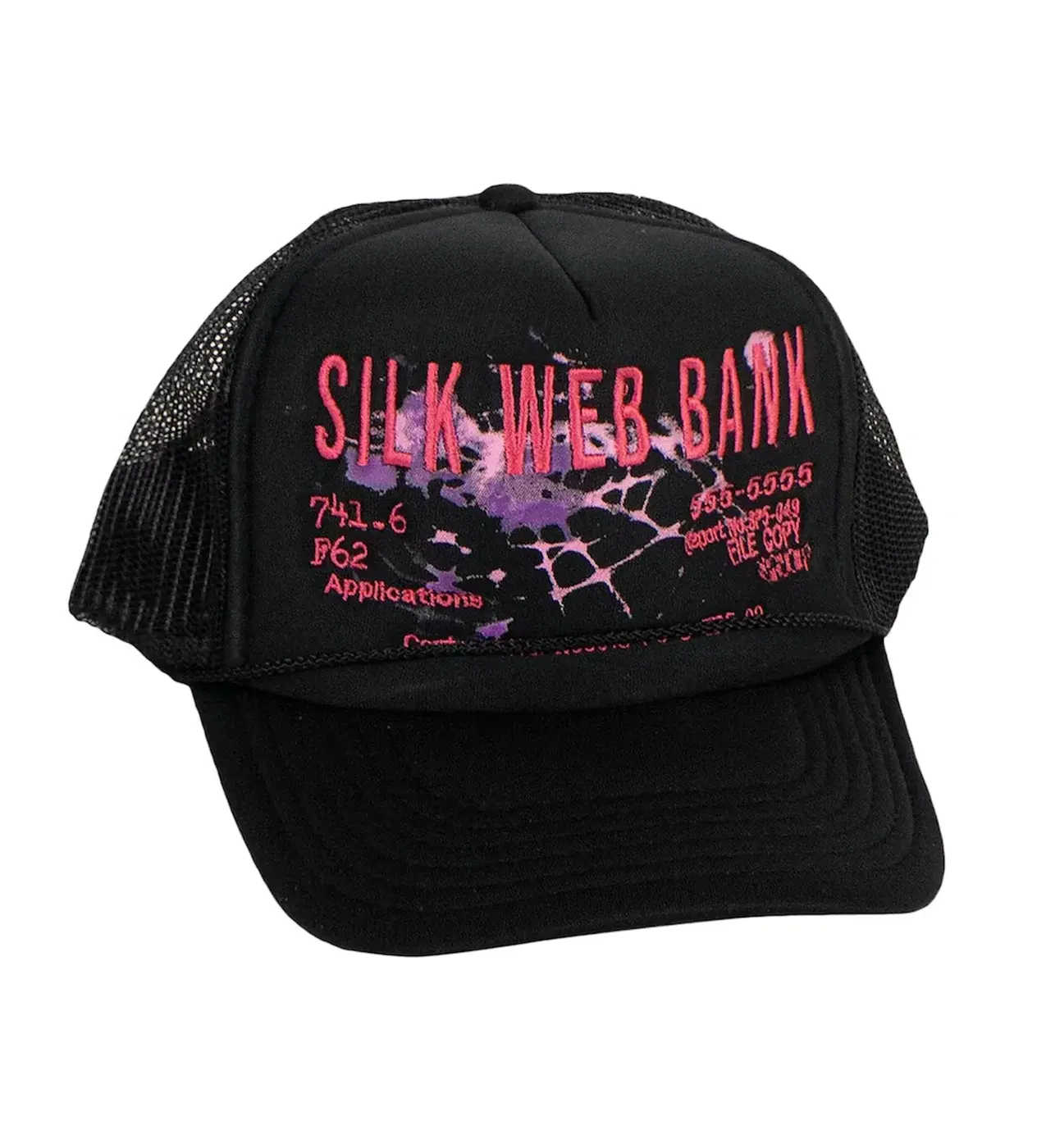 SP5DER WORLDWIDE SILK WEB BANK TRUCKER HAT BLACK/PINK