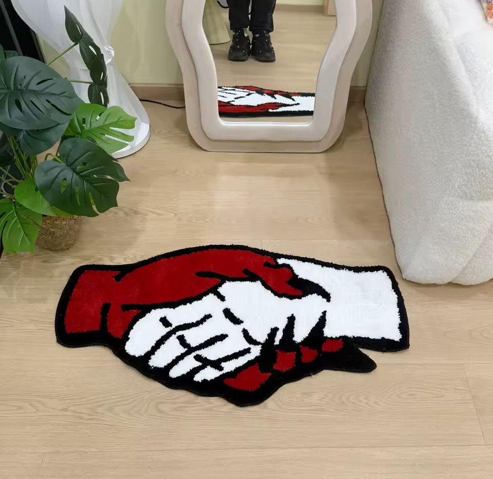 Thumbnail: HANDSHAKE RUG RED/WHITE