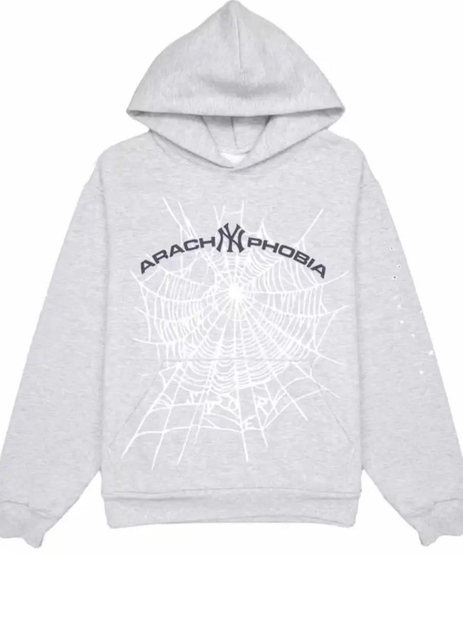 Sp5der Arach NY Phobia Hoodie Ash Grey