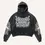 Thumbnail: Palm&Nail&Letter Faux Decal Print Slant Pockets Hoodie