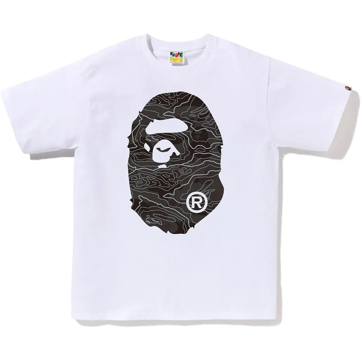 BAPE LAYERED LINE CAMO BIG APE HEAD TEE MENS