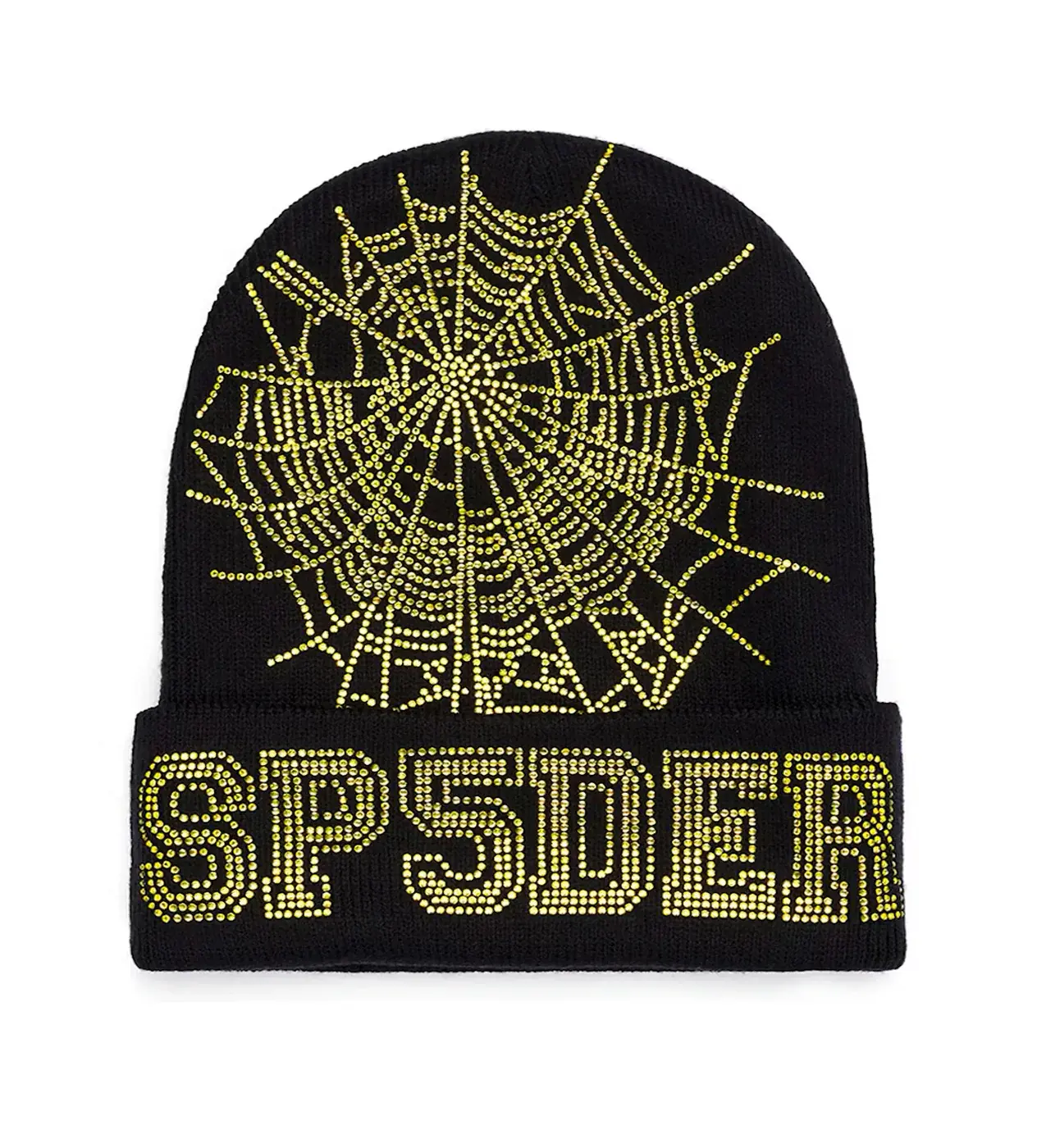 SP5DER WEB BEANIE BLACK/GOLD