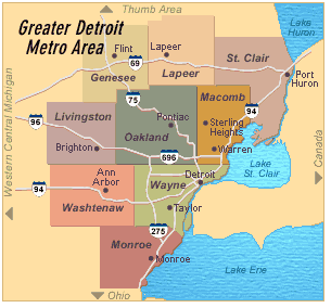 Metro Detroit County Map Contact | Grainlineartistry