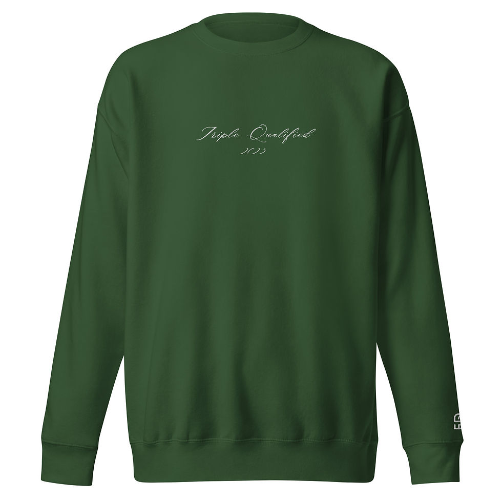 Thumbnail: Script "Triple Qualified" - Embroidered - Crewneck - White Stitching