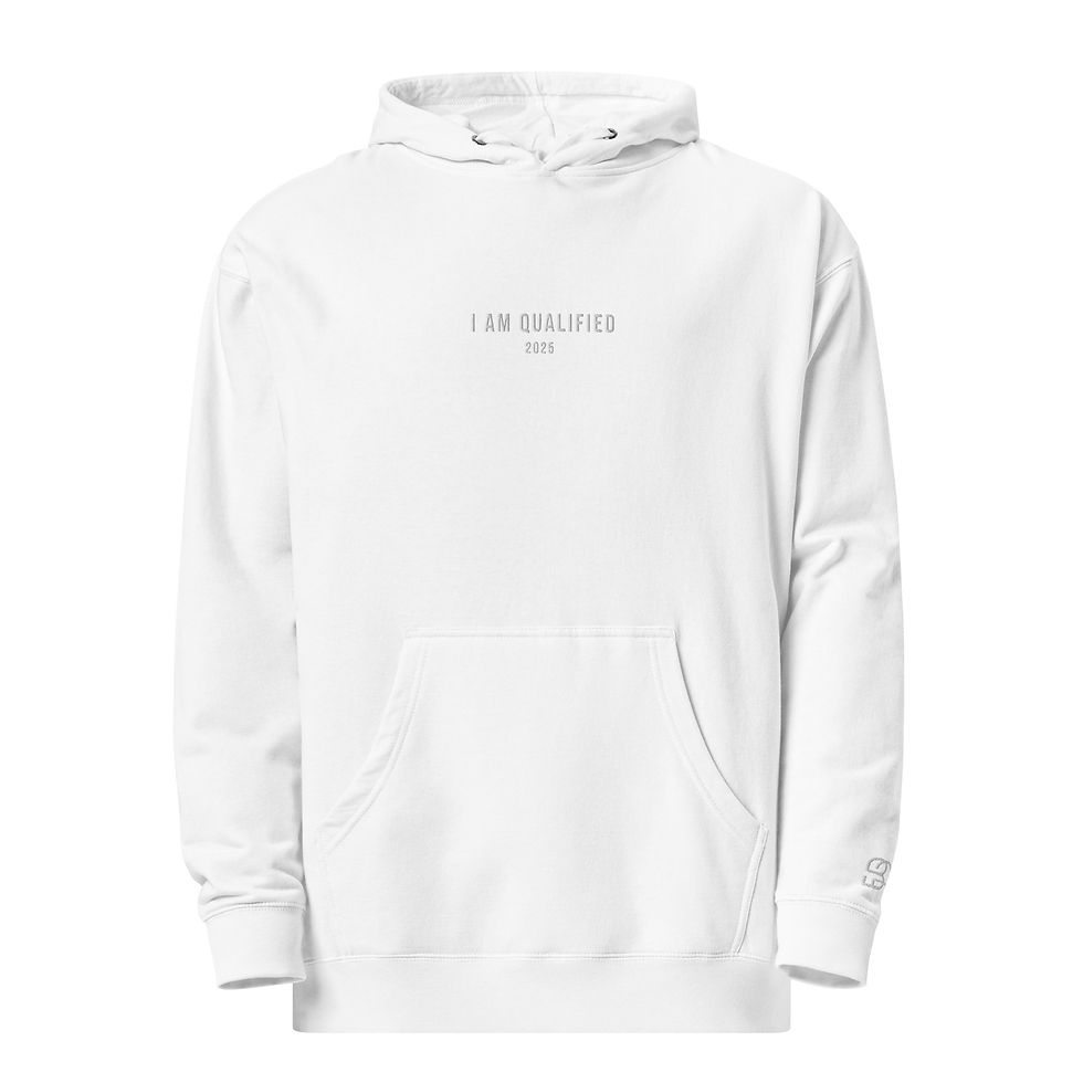 Thumbnail: "I Am Qualified" - Embroidered - Hoodie - White Stitching