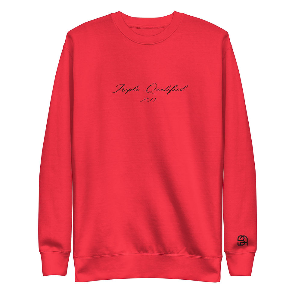 Thumbnail: Script "Triple Qualified" - Embroidered - Crewneck - Black Stitching