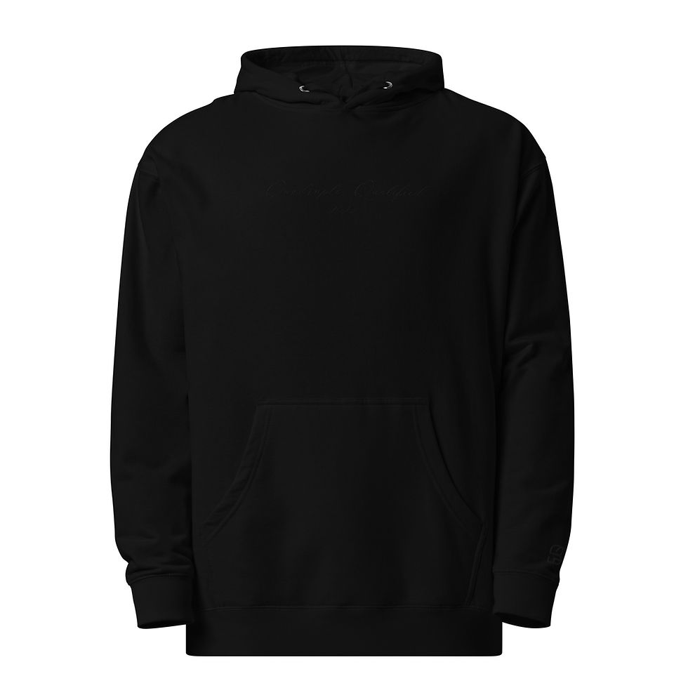 Thumbnail: Script "Quadruple Qualified" - Embroidered - Hoodie - Black Stitching