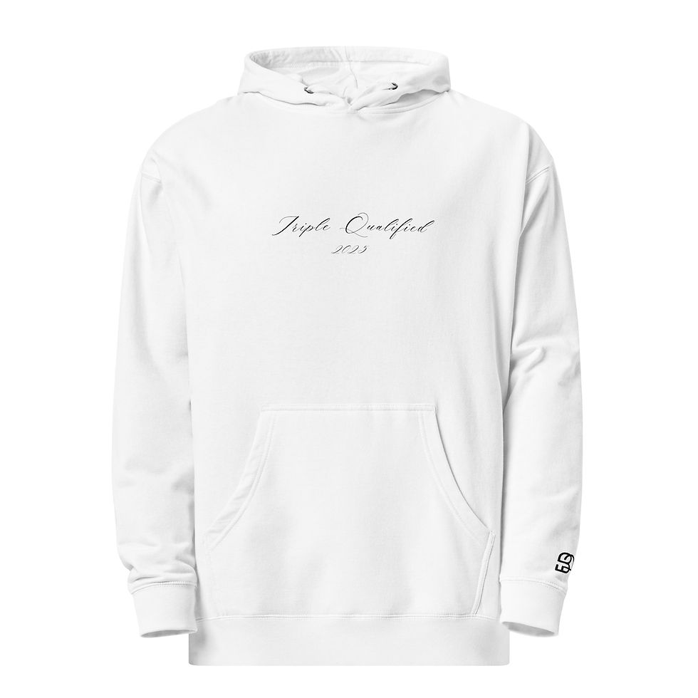 Thumbnail: Script "Triple Qualified" - Screen Printed - Hoodie - Black Lettering
