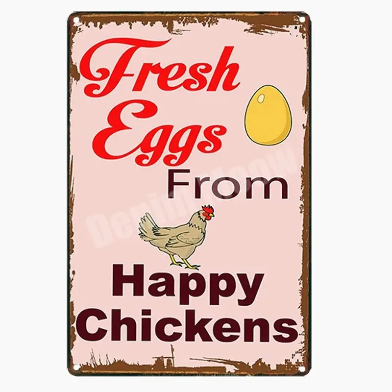 Thumbnail: Vintage Metal Tin Egg Signs Decor