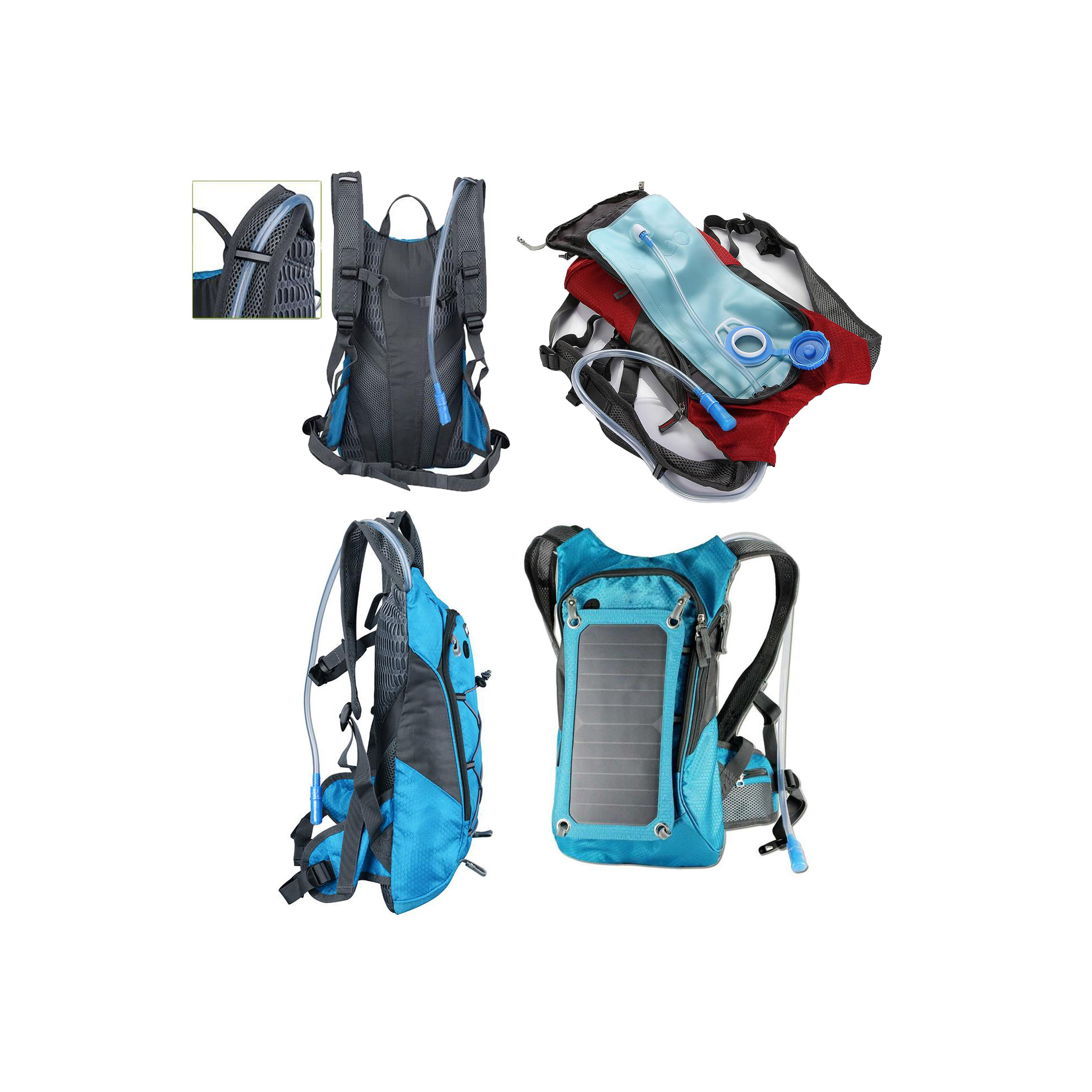 ECEEN Mochila de Hidratación con Bolsa para Agua y Cargador Solar