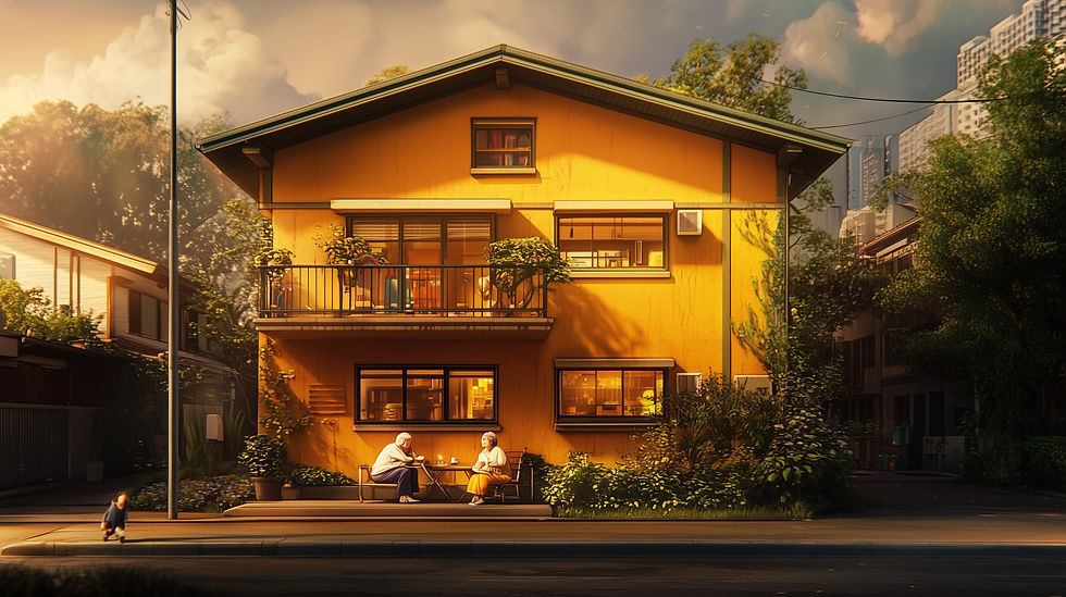 simulated digital painting, multifamily house