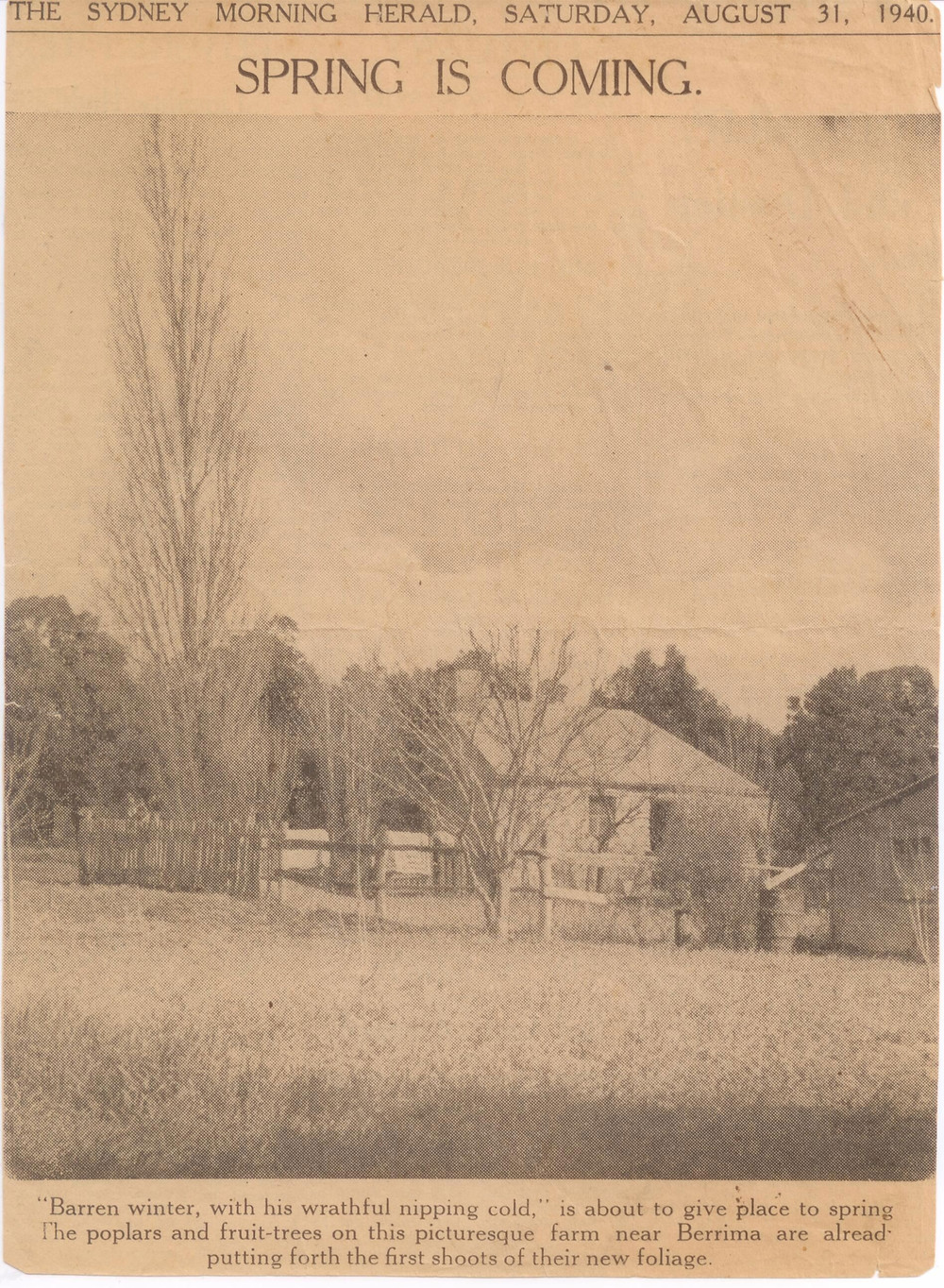 accommodation in Berrima- Sydney Morning Herald Oldbury Cottage 1940