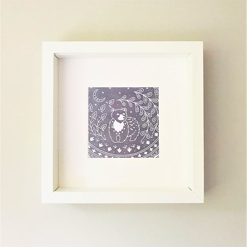 Small framed Leon Bear Print, Scandi style art gift