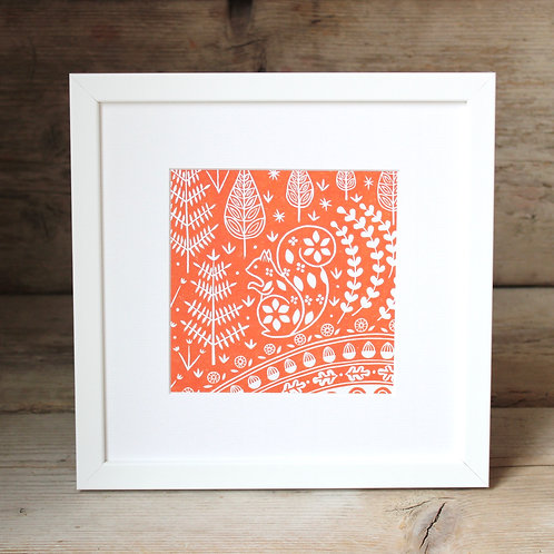Small framed Edward Squirrel Print, Scandi style art gift