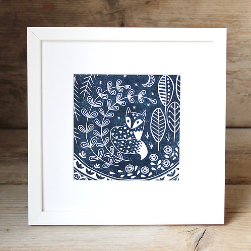 Small framed Daniel Fox Print, Scandi style art gift