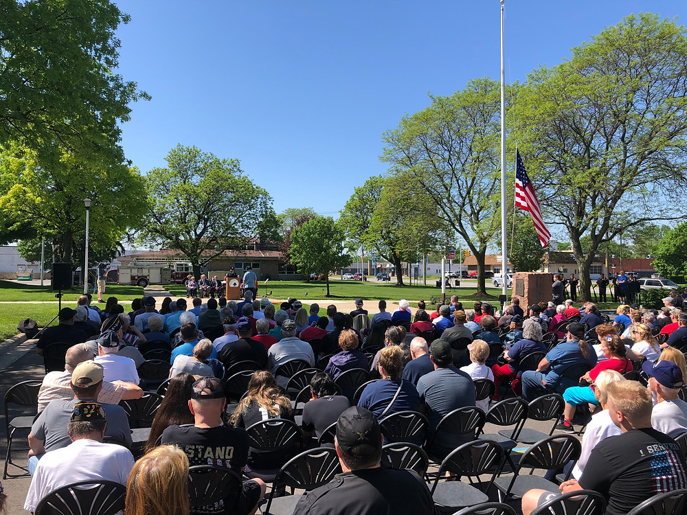 Joe Warner speaking at Garden City's 2019 Memorial Day Celebration