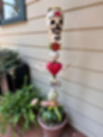 Thumbnail: Dia de los Muertos sugar skull ceramic Garden Totem