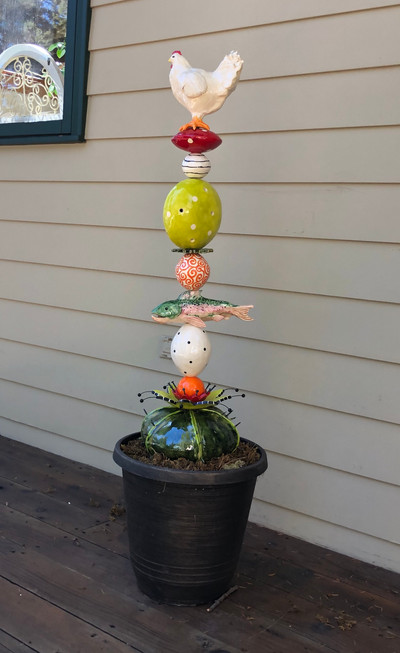 ceramic Garden Totem by maryjudy
