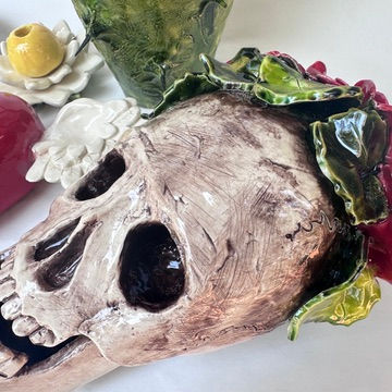 Thumbnail: ceramic Sugar Skull colorful Garden Totem