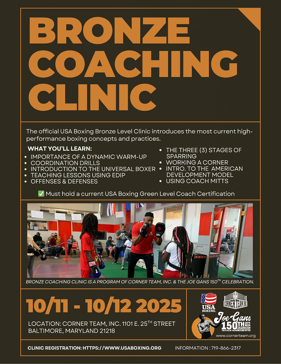 USA BOXING, BRONZE COACHING CLINIC