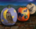 Pumpkins decorated for halloween.