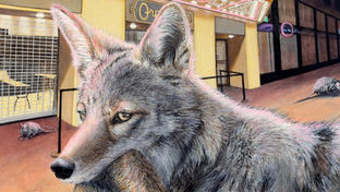 Painting of a coyote in DTLA by Lynnette K. Henderson