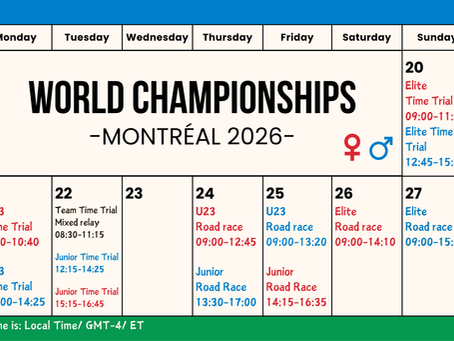 An overview / calendar for the 2026 UCI World championships in Montréal