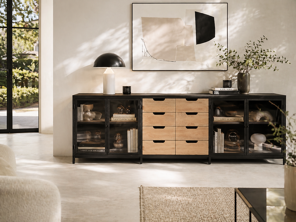 Modern custom furniture sideboard with wood drawers