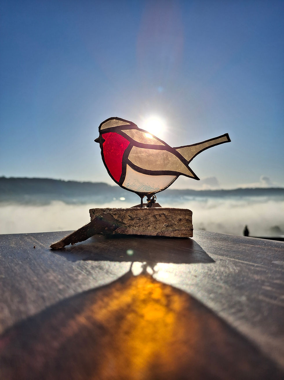 STAINED GLASS ROBIN -MILLY