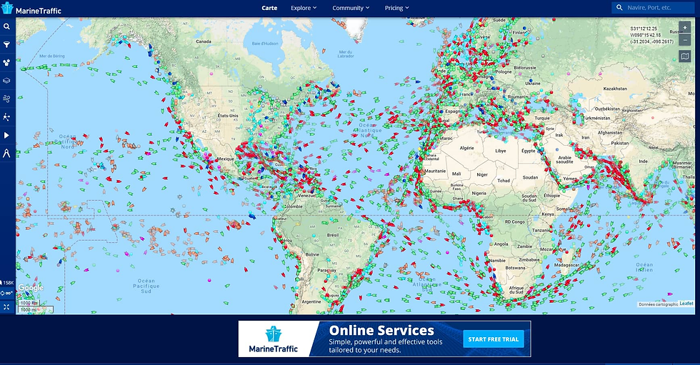Ecran de MarineTraffic