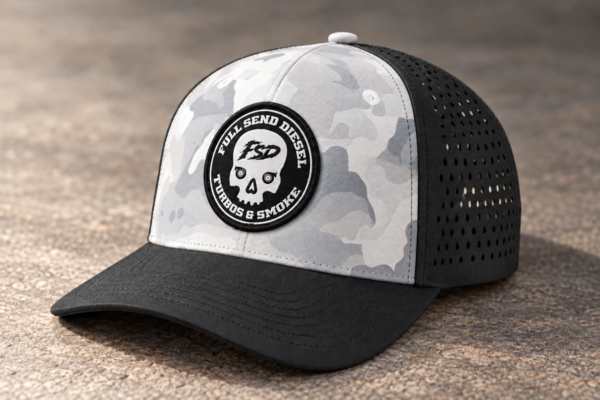 Patch Headwear custom headwear sample, front three-quarter view