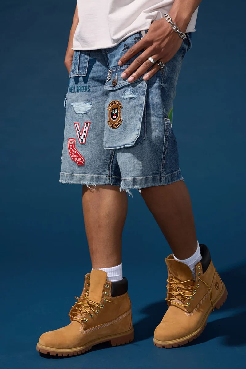 Miniature : OG - Hell Raiser Denim Cargo Shorts (Aged Wash)