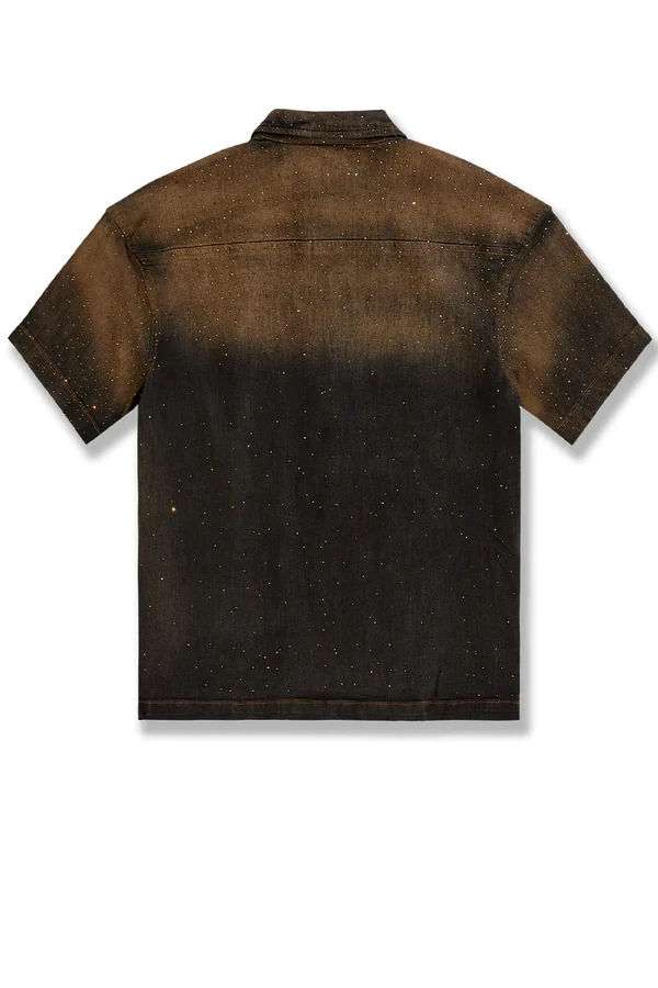 Miniature : Radiant Denim Zip Up Shirt with Crystals