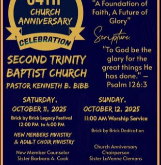 Honored to Celebrate Second Trinity Baptist Church’s 64th Anniversary