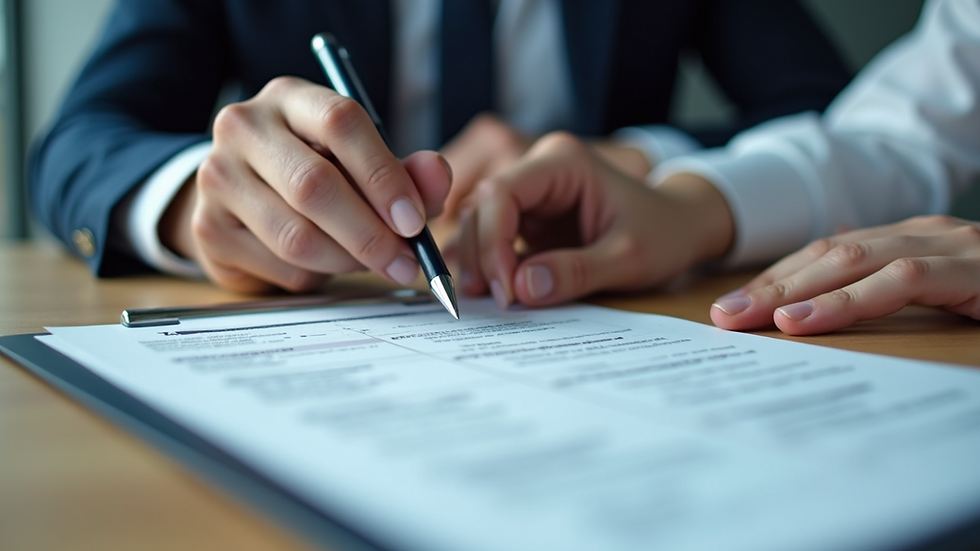 Eye-level view of a business professional reviewing KYC documents
