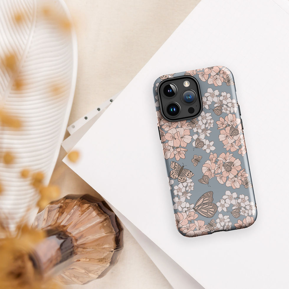 Thumbnail: Butterfly Blossom IPhone Case Pastel Blue
