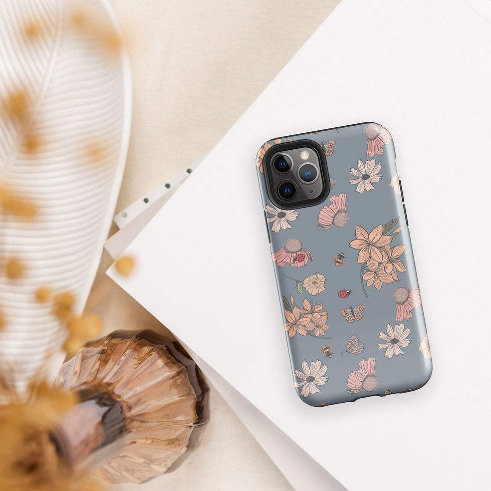Thumbnail: Flowers LadyBugs IPhone Case Pastel Blue
