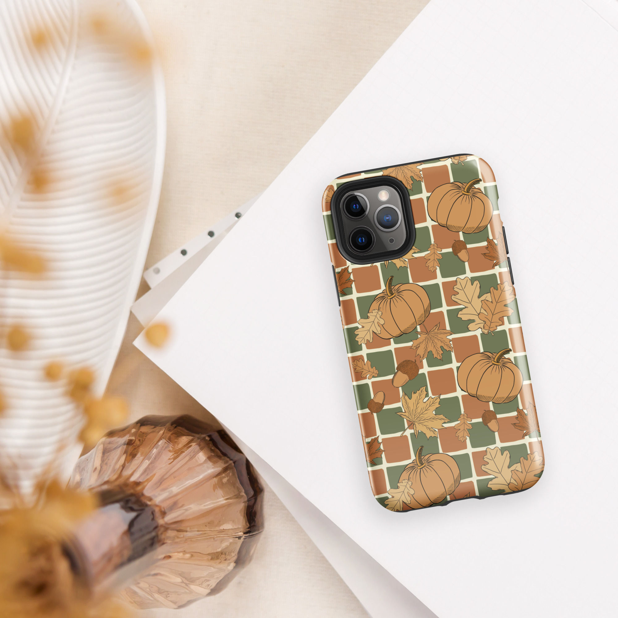 Pumpkin Patchwork Tough Case for iPhone® | Vintage Fall Collection