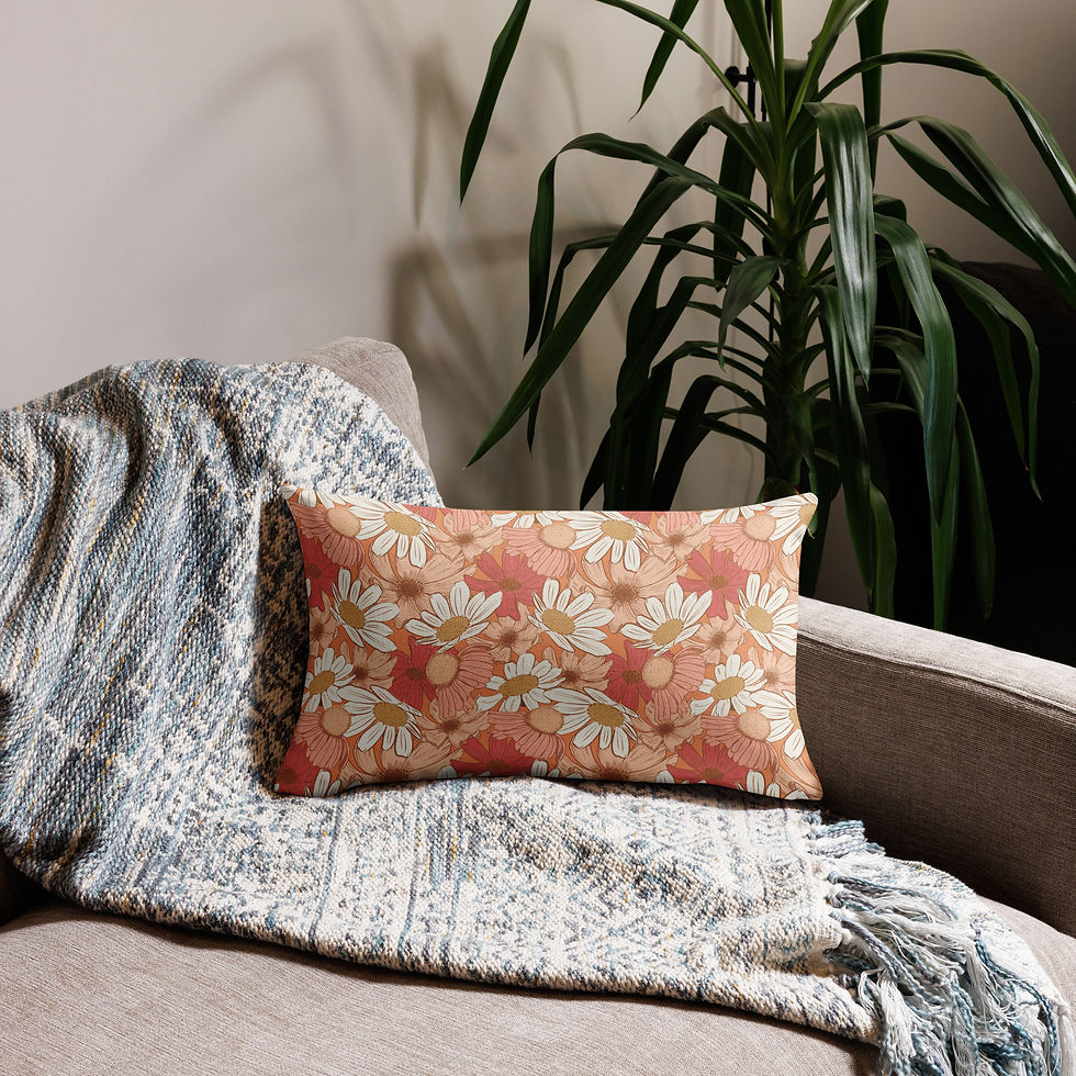 Thumbnail: Retro Flowers Pillow Case Pastel
