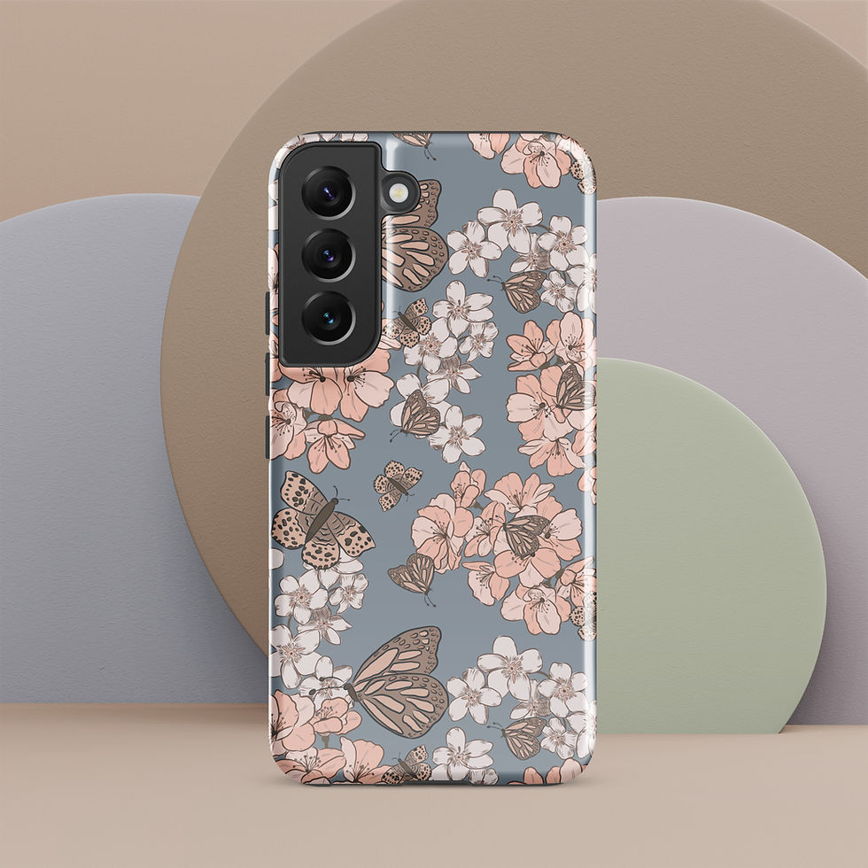 Thumbnail: Butterfly Blossom Samsung Phone Case Pastel Blue