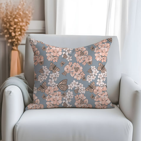 Butterfly Blossom Pillow Pastel Blue