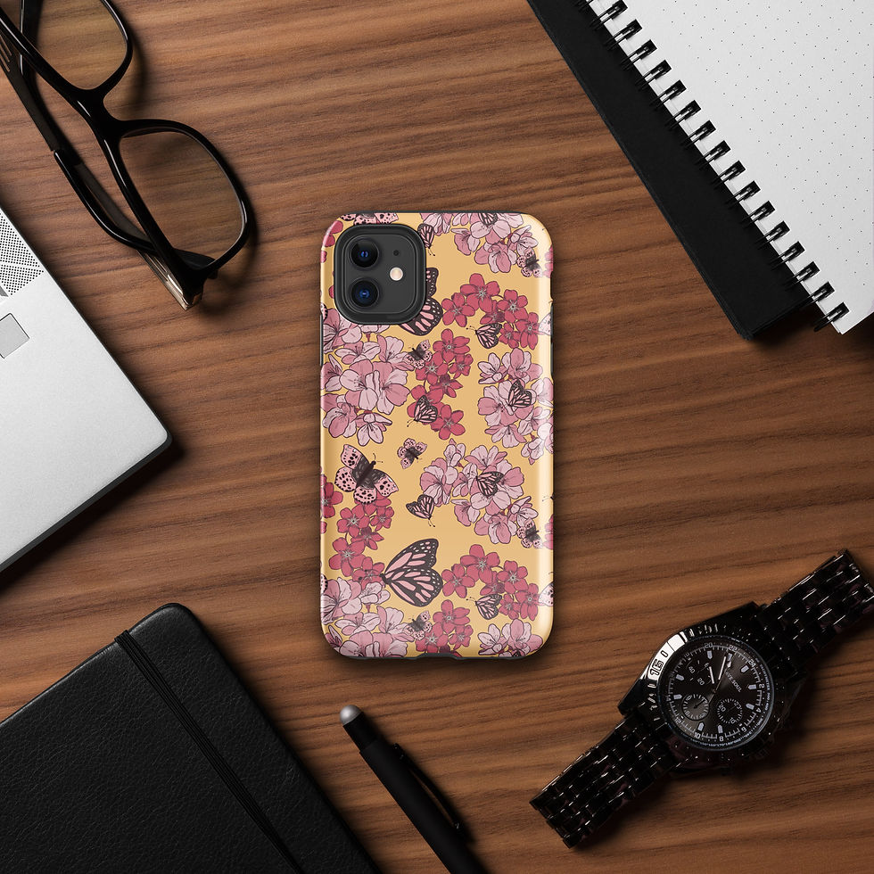 Butterfly Blossom IPhone Case Pink Yellow