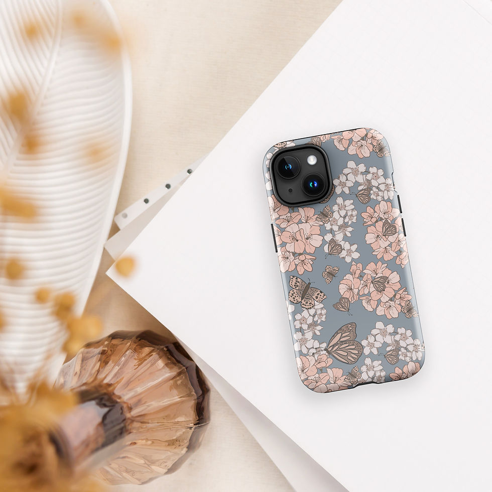 Thumbnail: Butterfly Blossom IPhone Case Pastel Blue