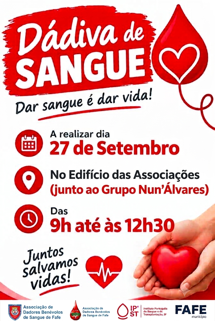 Dádiva de sangue realiza-se domingo em Fafe