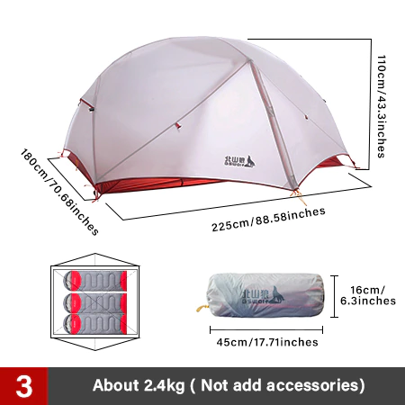 2 Persons Camping Tent Ultralight Nylon Double Layer Waterproof