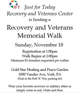 Recovery & Veterans Walk Saturday in York