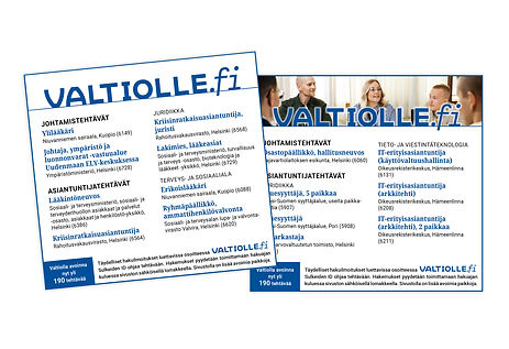 valtiolle.fi -lehti-ilmoitukset, Valtion talous- ja henkilöstöhallinnon palvelukeskus Palk