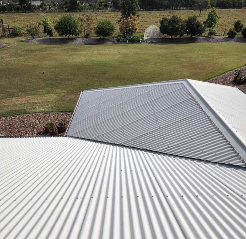 Corrugated metal roofs, ready for gutter guard installation.