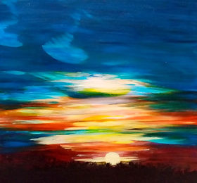 Coucher de soleil - Acrylique sur toile