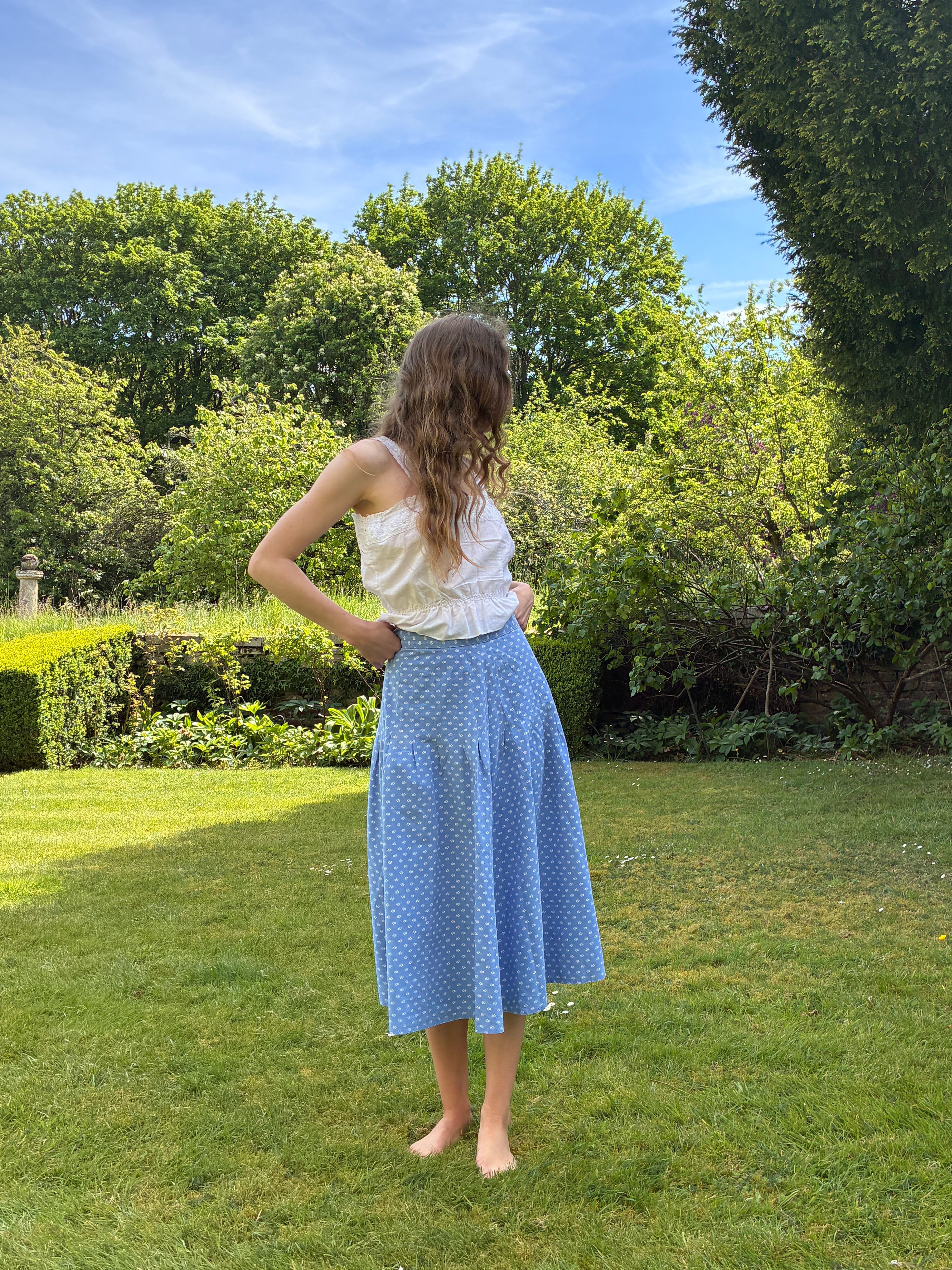 Vintage 1970s Laura Ashley Made in Dublin Blue Skirt